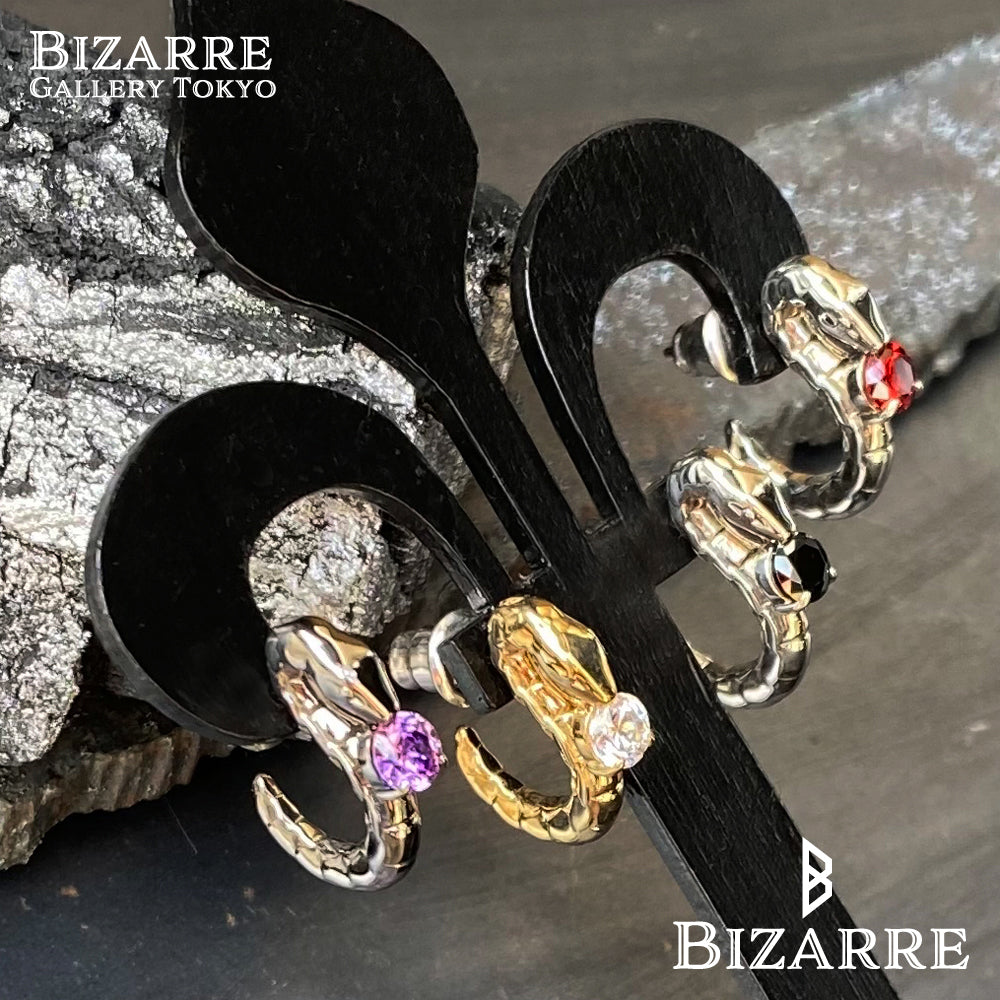 Bizarre/ビザール サーペントバイパー蛇 シルバーピアス (1個売り) SPJ078